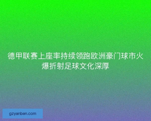 德甲联赛上座率持续领跑欧洲豪门球市火爆折射足球文化深厚 德甲联赛上座率持续领跑欧洲豪门球市火爆折射足球文化深厚
